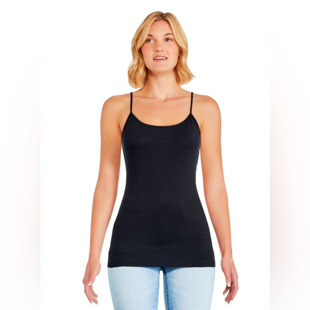 Sz XXL George tunic length cami woman black 95%cotton 5% Spandex